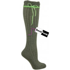 Grey Over the Knee Sock with Neon Green Ribbon